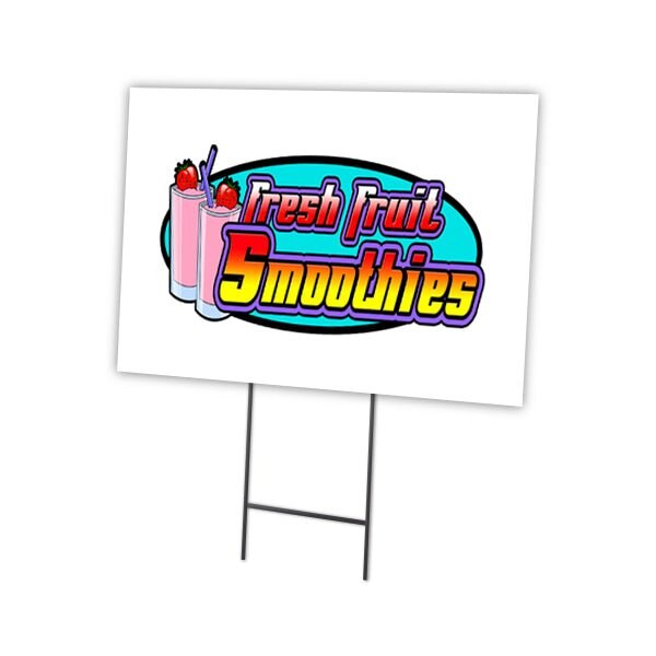 Smoothies Yard Sign & Stake outdoor plastic coroplast window, C-1824 Smoothies